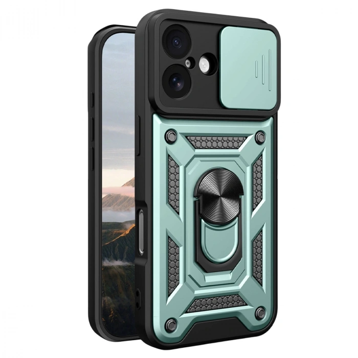 Apple İphone 17 Pars Lens Yüzüklü Silikon - Yeşil