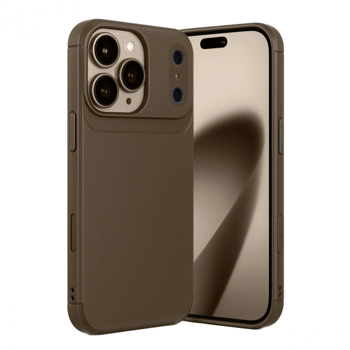 Apple İphone 17 Pro Auto Focus Karbon Kapak - Kahverengi