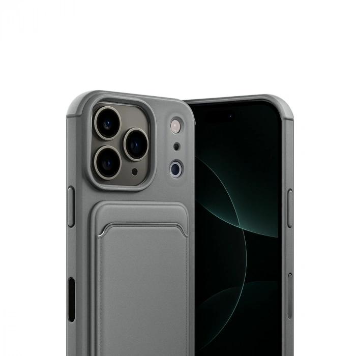 Apple İphone 17 Pro Kelvin Kartvizitli Silikon - Gri