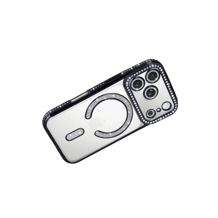 Apple İphone 17 Pro Max Joke Simli Magneticsafe Kılıf - Siyah