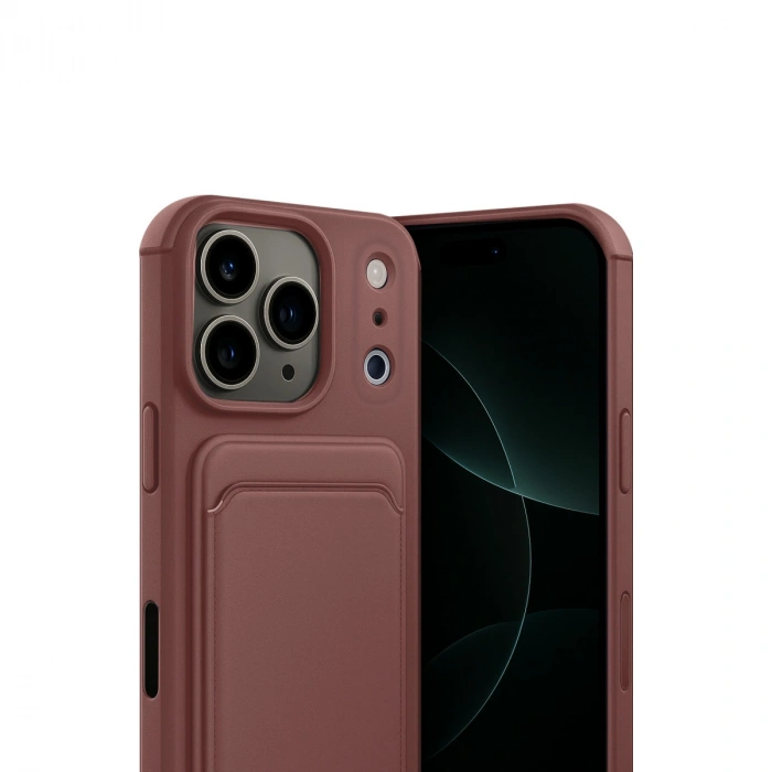 Apple İphone 17 Pro Max Kelvin Kartvizitli Silikon - Bordo