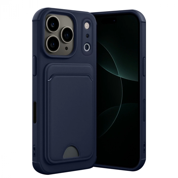 Apple İphone 17 Pro Max Kelvin Kartvizitli Silikon - Lacivert