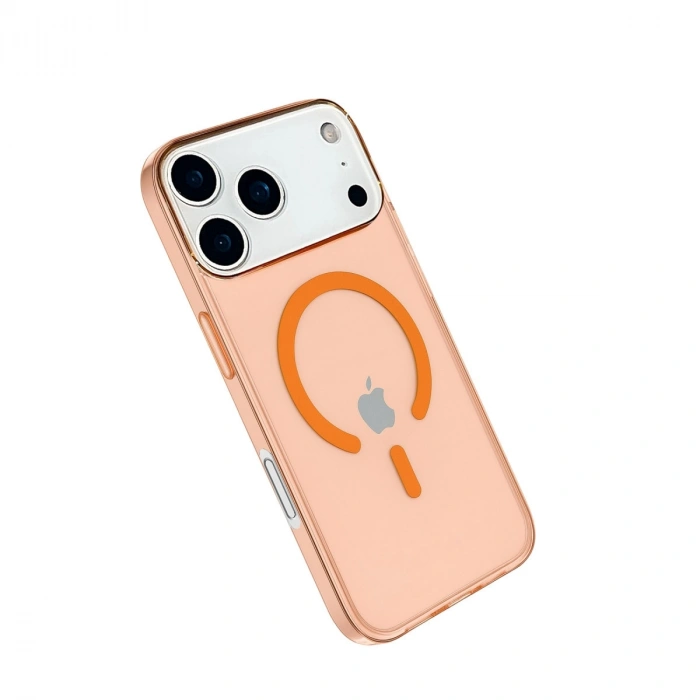 Apple İphone 17 Pro Max Kılıf Pc Real Magsafe Kapak - Turuncu