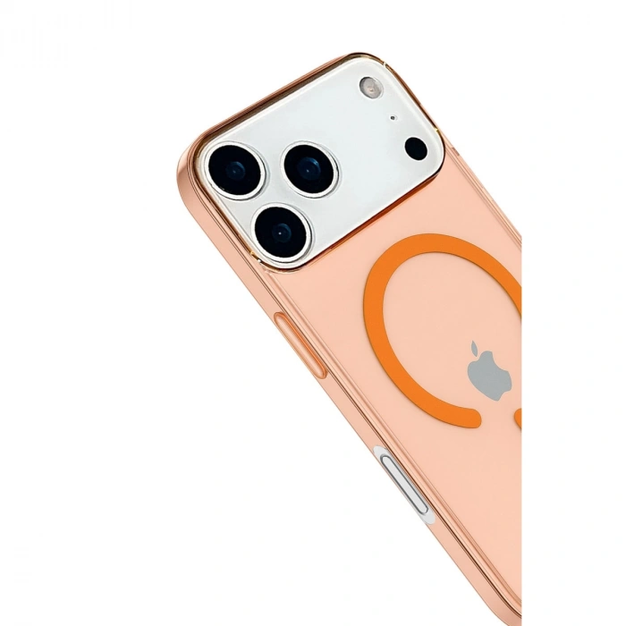 Apple İphone 17 Pro Max Kılıf Pc Real Magsafe Kapak - Turuncu