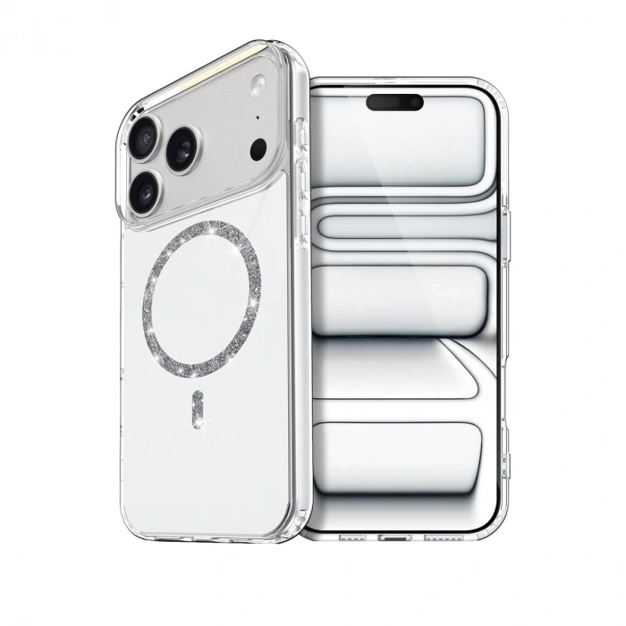 Apple İphone 17 Pro Max Live Diamond Magsafe Kapak - Şeffaf