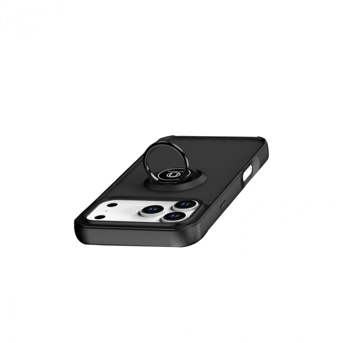 Apple İphone 17 Pro Max Montreal Yüzüklü Silikon Kapak - Siyah