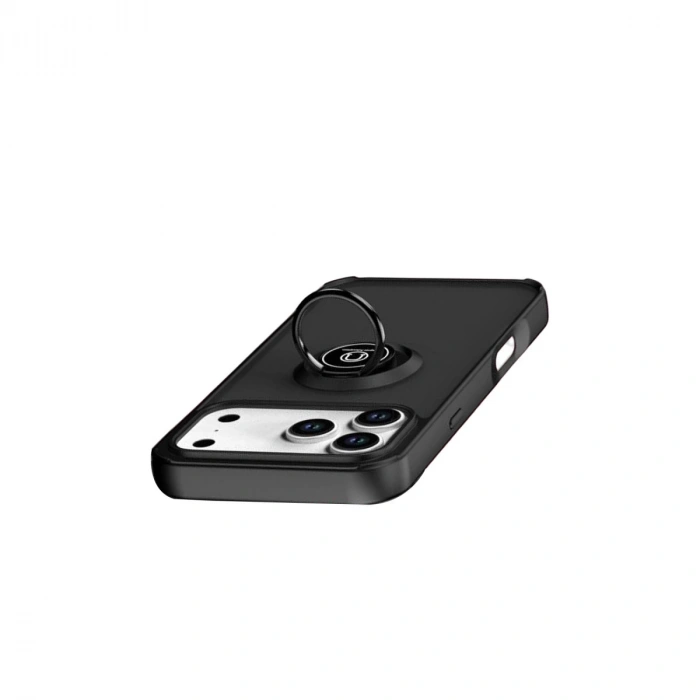 Apple İphone 17 Pro Max Montreal Yüzüklü Silikon Kapak - Siyah