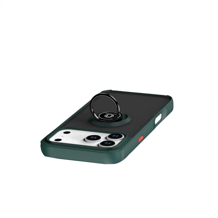 Apple İphone 17 Pro Max Montreal Yüzüklü Silikon Kapak - Yeşil