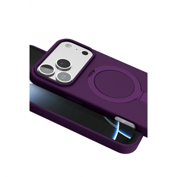 Apple İphone 17 Pro Max Regal Magsafe Standlı Kapak - Derin Mor