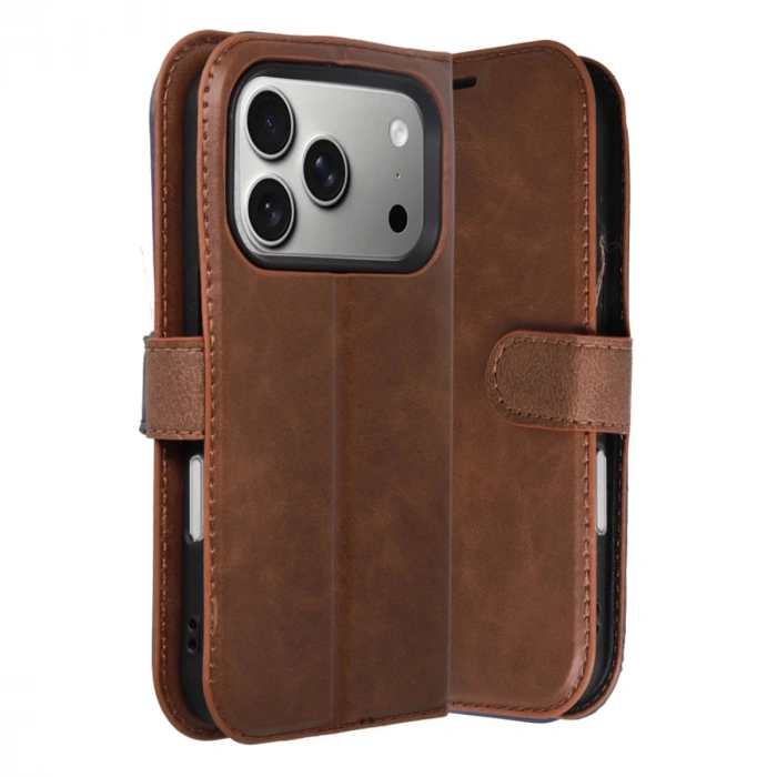 Apple İphone 17 Pro Max Trend S Plus Kapaklı Kılıf - Taba