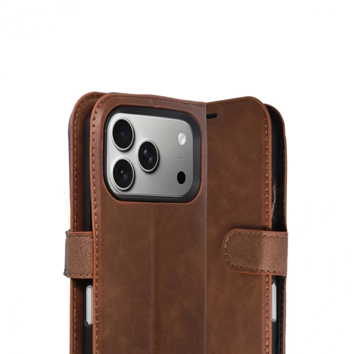 Apple İphone 17 Pro Max Trend S Plus Kapaklı Kılıf - Taba