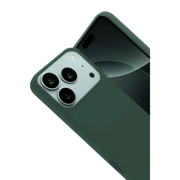 Apple İphone 17 Pro Nano İçi Kadife Silikon - Koyu Yeşil