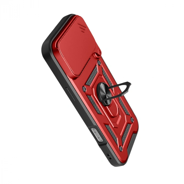 Apple İphone 17 Pro Pars Lens Yüzüklü Silikon - Kırmızı