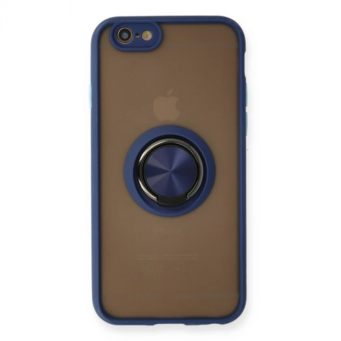 Apple İphone 6 Kılıf Montreal Yüzüklü Silikon Kapak - Lacivert