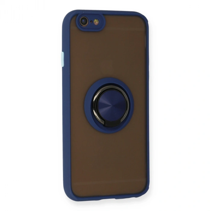 Apple İphone 6 Kılıf Montreal Yüzüklü Silikon Kapak - Lacivert