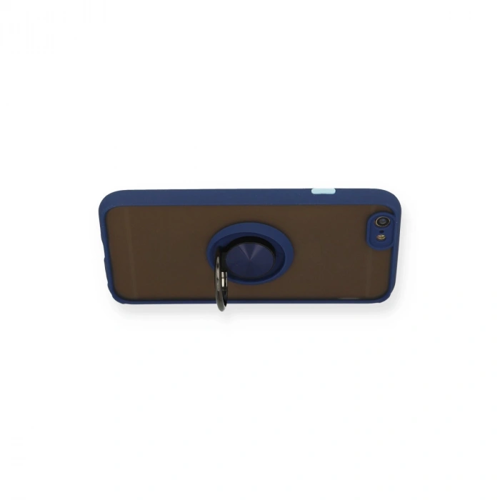 Apple İphone 6 Kılıf Montreal Yüzüklü Silikon Kapak - Lacivert