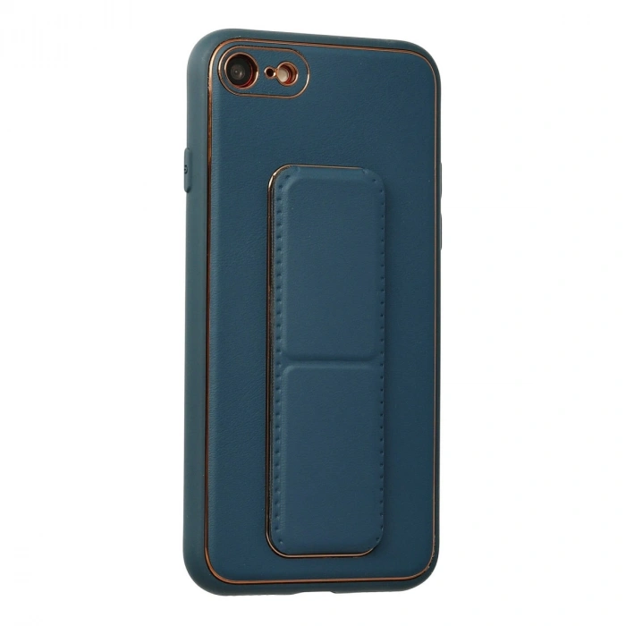 Apple İphone 7 Kılıf Coco Deri Standlı Kapak - Mavi