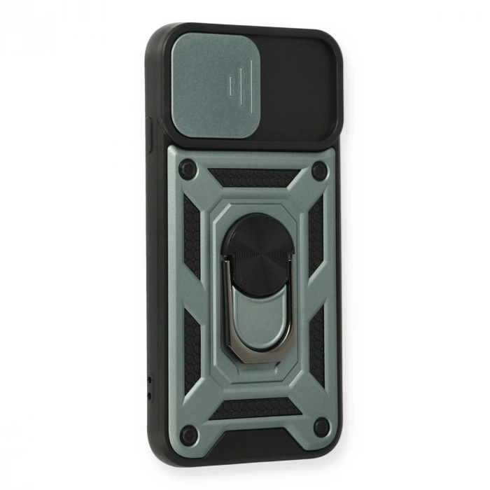 Apple İphone 7 Kılıf Pars Lens Yüzüklü Silikon - Yeşil