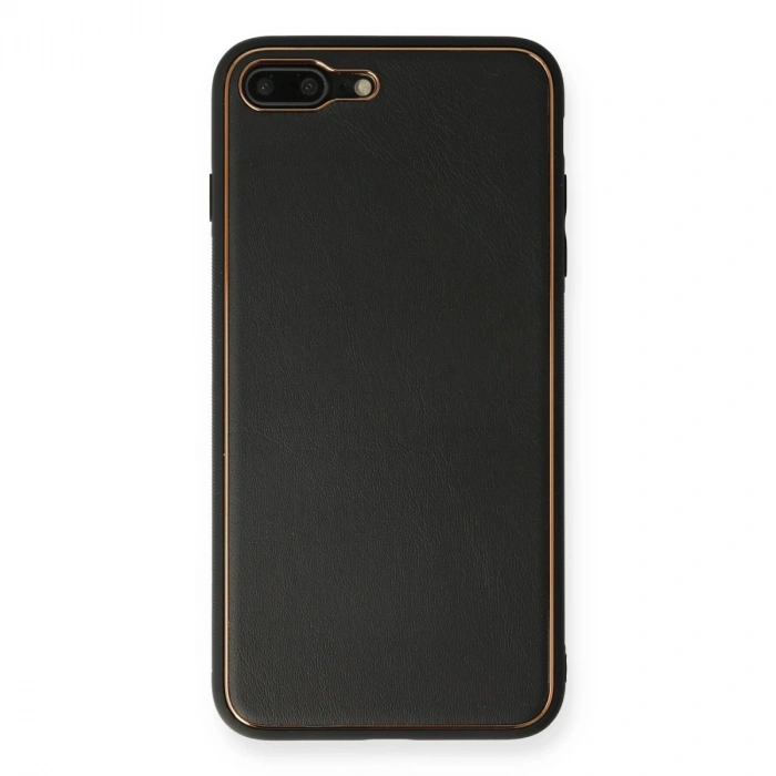 Apple İphone 7 Plus Kılıf Coco Deri Silikon Kapak - Siyah