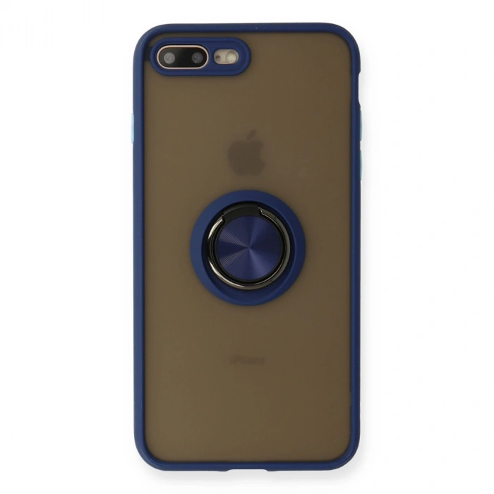 Apple İphone 7 Plus Kılıf Montreal Yüzüklü Silikon Kapak - Lacivert