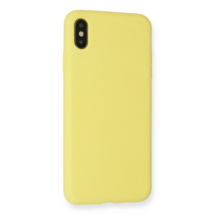Apple İphone Xs Max Kılıf Nano İçi Kadife Silikon - Mat Sarı