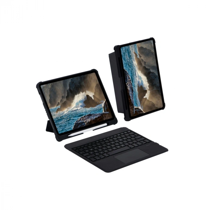 Apple T5209d İpad Pro 12.9 (2021) Kılıf İnter Ledli Klavyeli Tablet Kılıfı - Siyah