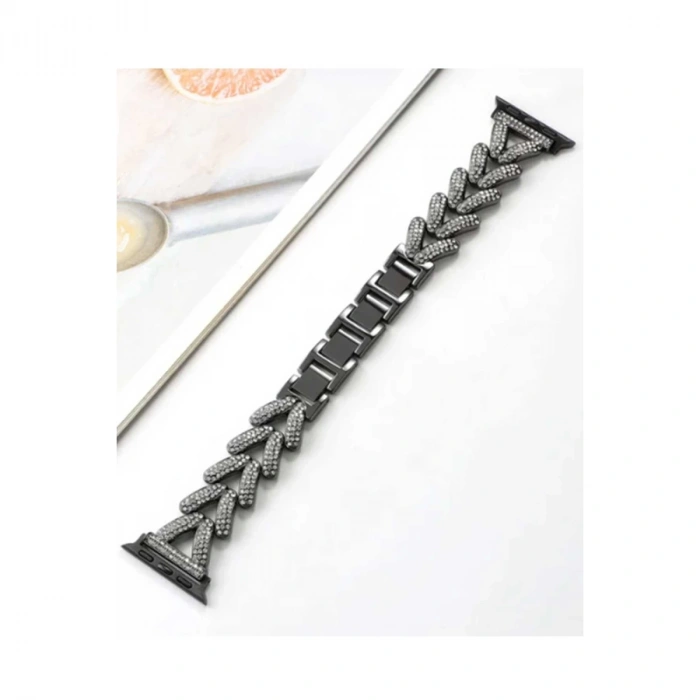 Apple Watch 38mm Node Taşlı Kordon (saat Değildir) - Siyah