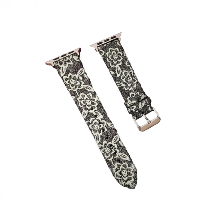 Apple Watch 42mm Creeper Desenli Kordon (saat Değildir) - Siyah