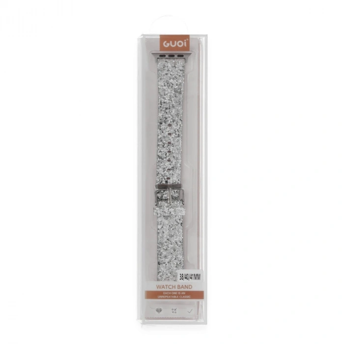 Apple Watch 42mm Ry Taşlı Kordon (saat Değildir) - Gümüş