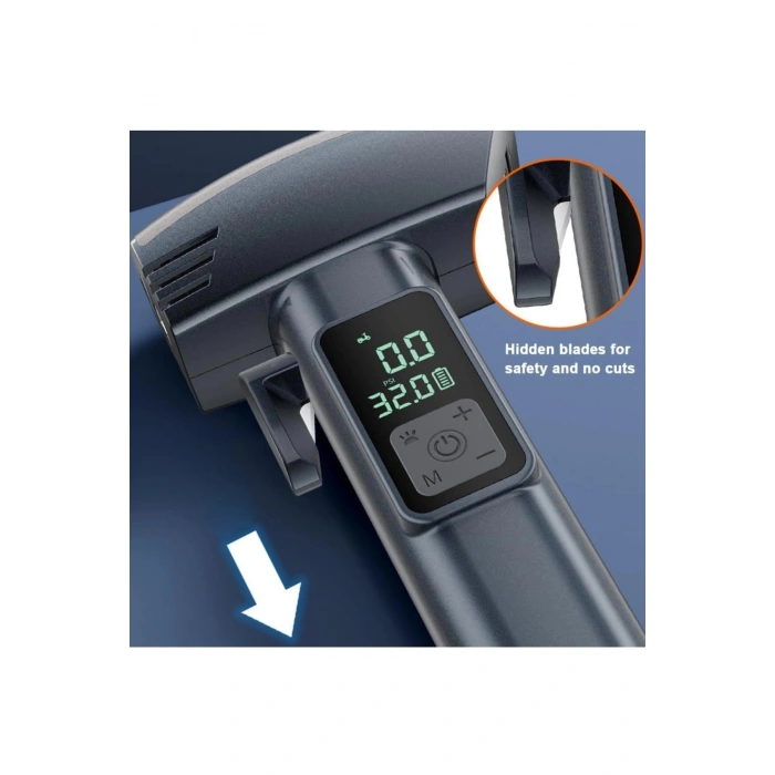 Araba Hava Pompası 4’ü 1 Arada: Kompresör + Cam Kırıcı + Kemer Kesici + Led Işık Şarjlı 4000mah Araç Kompresörlü