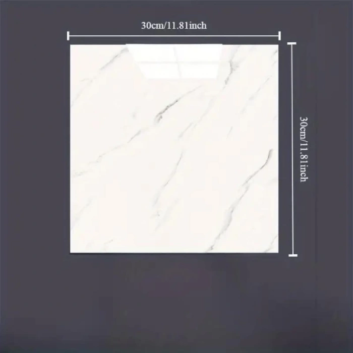 Beyaz Mermer Desenli Alüminyum Plastik Duvar Sticker (30x30)