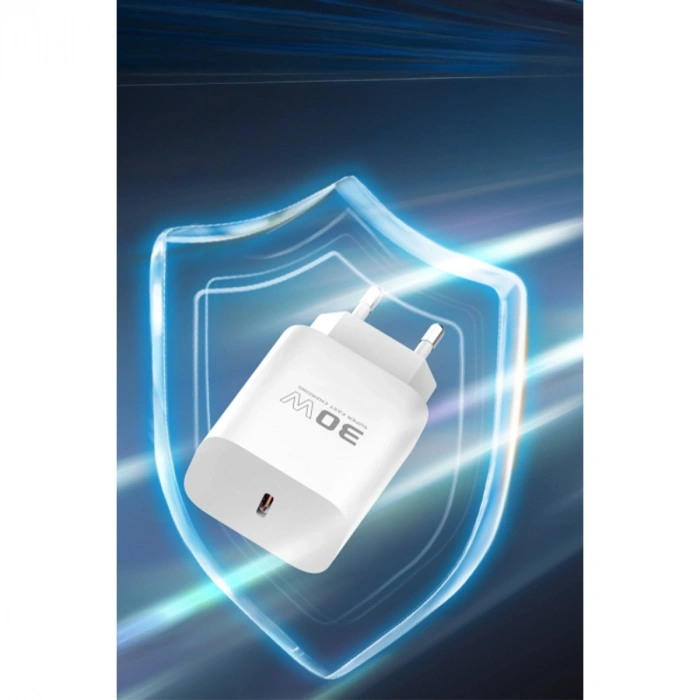 C87c 30w Type-c Çıkışlı Ekstra Dl51 1m Type-c To Type-c Kablolu Pd Şarj Cihazı - Beyaz