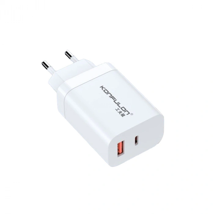 C99Q 65w Pd Destekli Type-c Ve Usb Çift Çıkışlı Hızlı Şarj Adaptörü - Beyaz