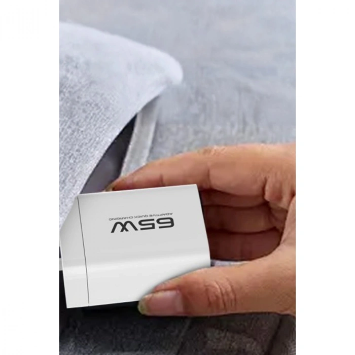 C99Q 65w Pd Destekli Type-c Ve Usb Çift Çıkışlı Hızlı Şarj Adaptörü - Beyaz