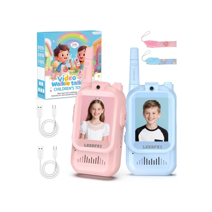 Çocuklar Için Görüntülü Telsiz Konuşma Özellıklı El Telsizi Şarj Edılebılır 50 Mt Menzil Wifi Gerektirmez