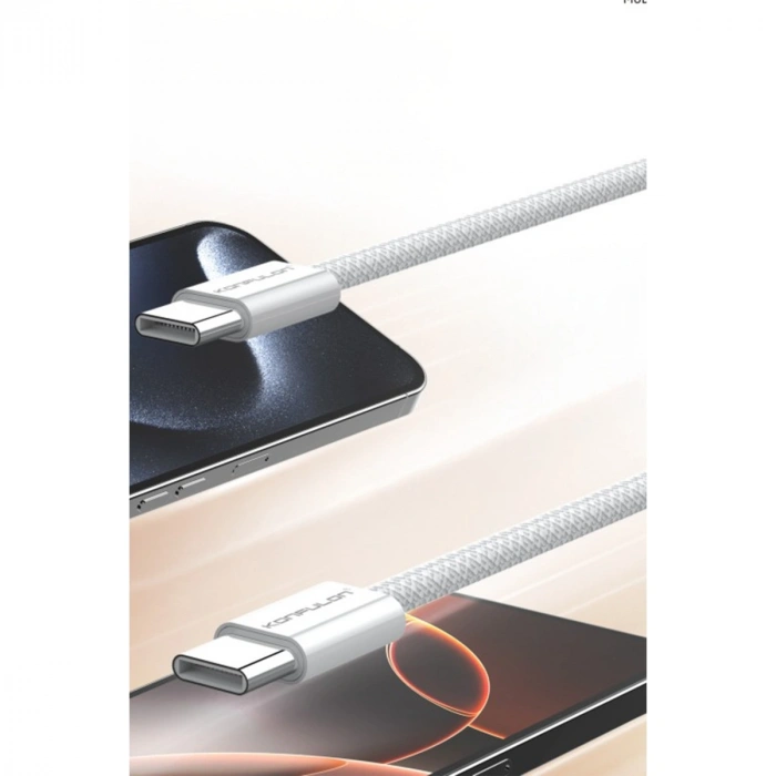 Dc130 2m 60w Type-c To Type-c Örgülü Hızlı Şarj Kablosu - Beyaz