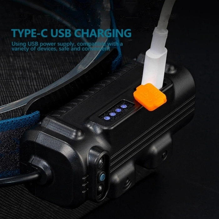 Fithome W690 7 Aydınlatma Modlu Xpe Cob  Led Sensörlü Dahili Pilli Usb Şarj Edilebilir Kafa Feneri