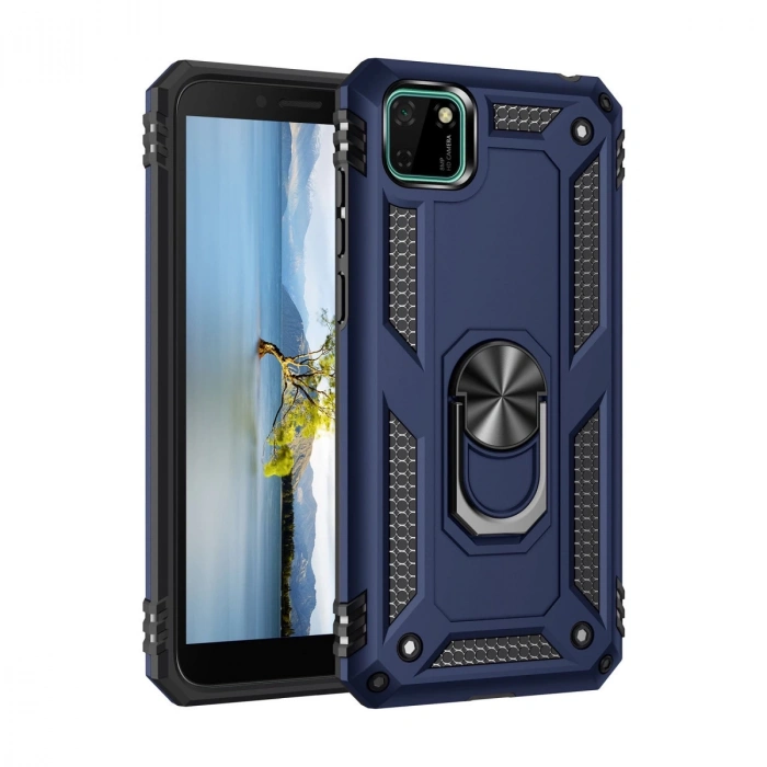 Huawei Y5p Kılıf Sofya Yüzüklü Silikon Kapak - Lacivert