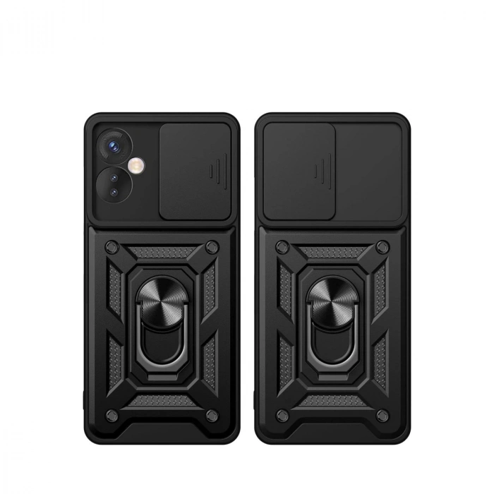 İnfinix Hot 30 5g Kılıf Pars Lens Yüzüklü Silikon - Siyah