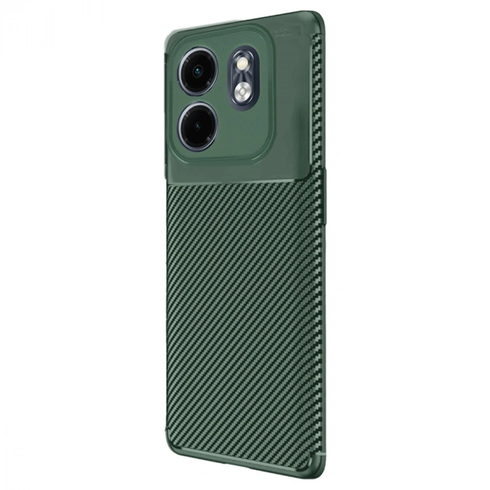 İnfinix Smart 9 Kılıf Auto Focus Karbon Kapak - Koyu Yeşil