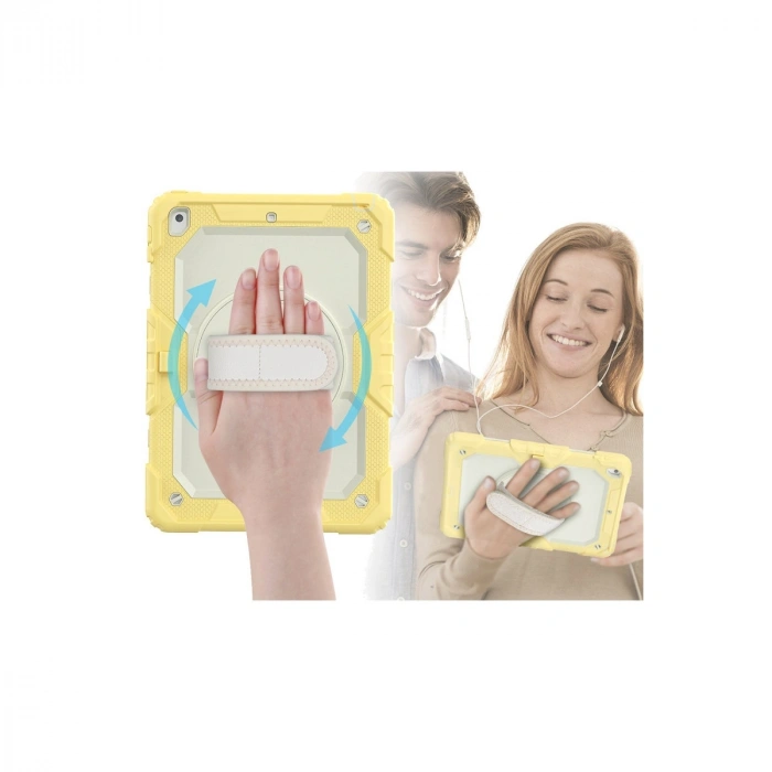 İpad 10.2 (7.nesil) Kılıf Strap New Tablet Kapak - Sarı