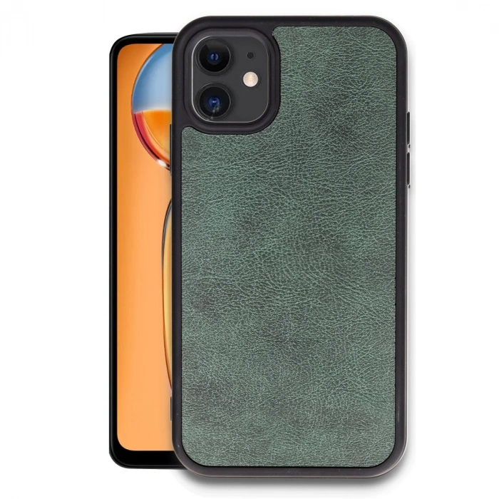 İphone 11 Kılıf Aras Deri Kapak - Koyu Yeşil