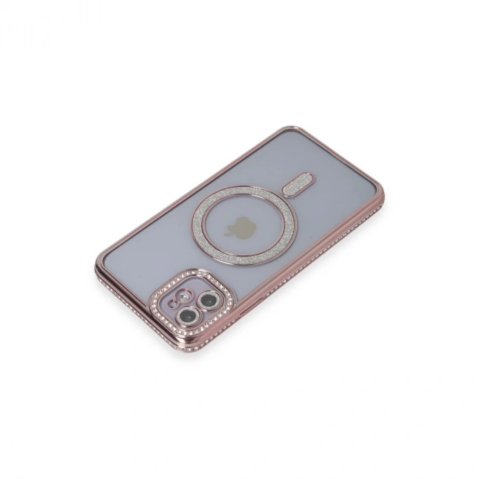 İphone 11 Kılıf Joke Simli Magneticsafe Kılıf - Pembe