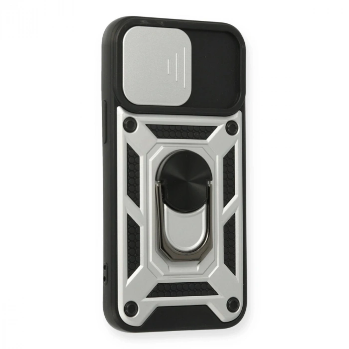 İphone 11 Kılıf Pars Lens Yüzüklü Silikon - Gümüş