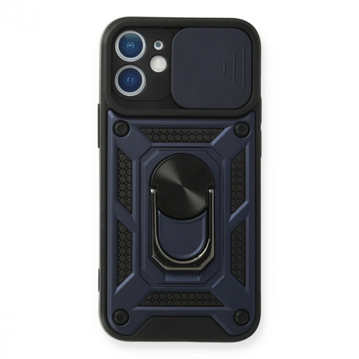 İphone 11 Kılıf Pars Lens Yüzüklü Silikon - Lacivert