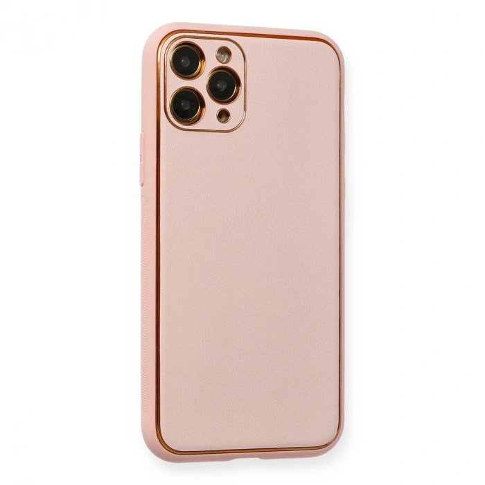 İphone 11 Pro Kılıf Coco Deri Silikon Kapak - Pembe
