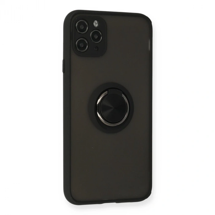 İphone 11 Pro Kılıf Montreal Yüzüklü Silikon Kapak - Siyah