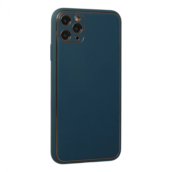 İphone 11 Pro Max Kılıf Coco Deri Silikon Kapak - Mavi