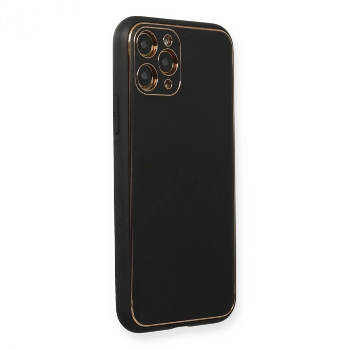 İphone 11 Pro Max Kılıf Coco Deri Silikon Kapak - Siyah