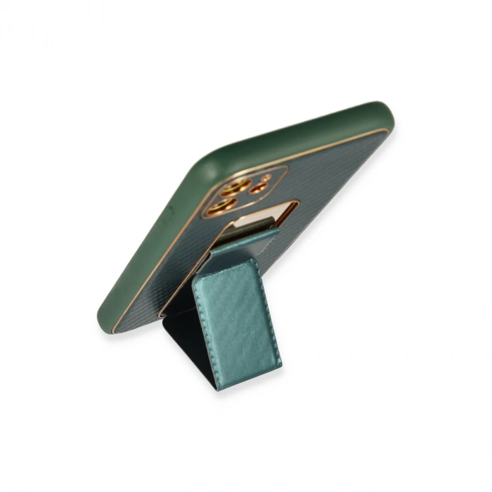 İphone 12 Kılıf Coco Karbon Standlı Kapak - Yeşil